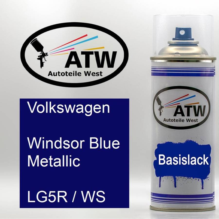 Volkswagen, Windsor Blue Metallic, LG5R / WS: 400ml Sprühdose, von ATW Autoteile West.